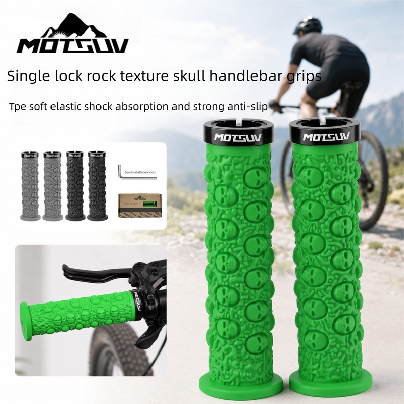 Cycling Gear And Accessories - Bicycle Handlebar Grips, Skull Lock-On TPE