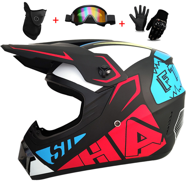 Cycling Protective Gear For Kids - 3Pcs Kids Off-Road Full Helmet,Motocross Casco